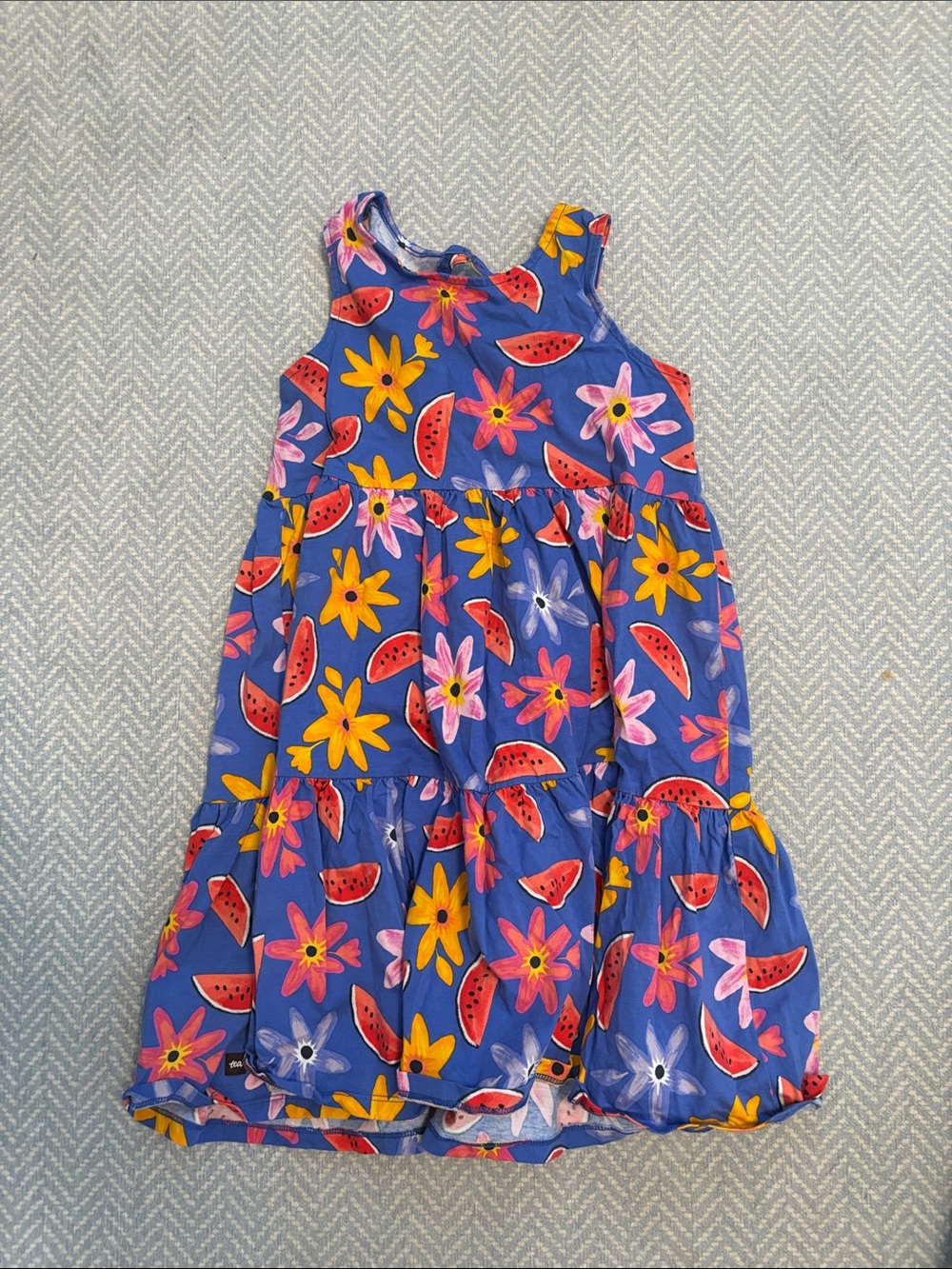 NEW Tea Collection Blue Watermelon & Floral Tiered Dress